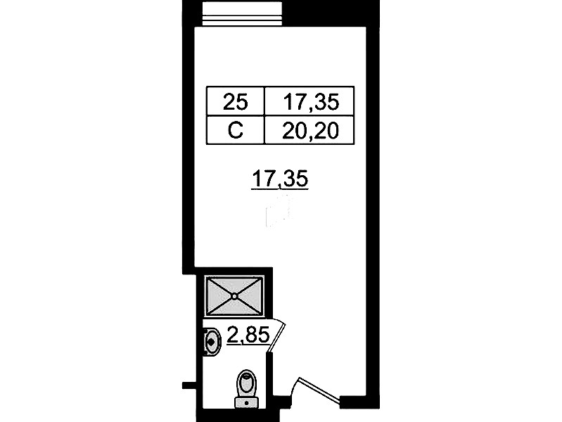 Квартира студия 20.2 м², 9/9 эт., Апарт-отель «Апарт отель Well»